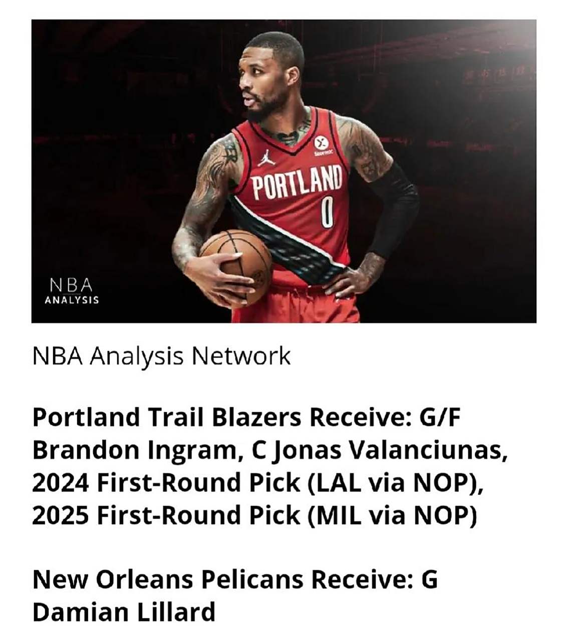 包含开拓者击败鹈鹕，利拉德表现出色的词条